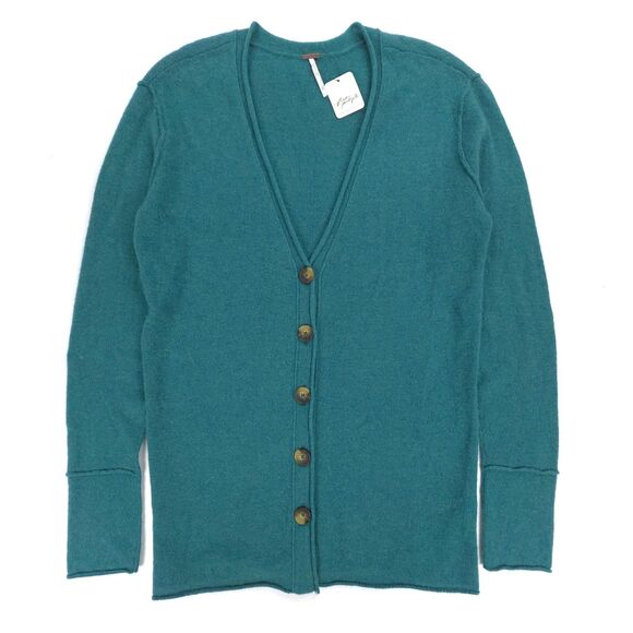 NWT Free People School Boy Cashmere Cardigan Sweater Minimal Preppy Lagenlook - Picture 1 of 7